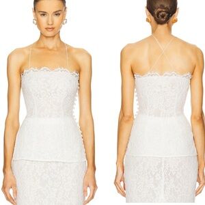 HELSA The Forever Audrey Lace Camisole Elegant White Lace Top , M